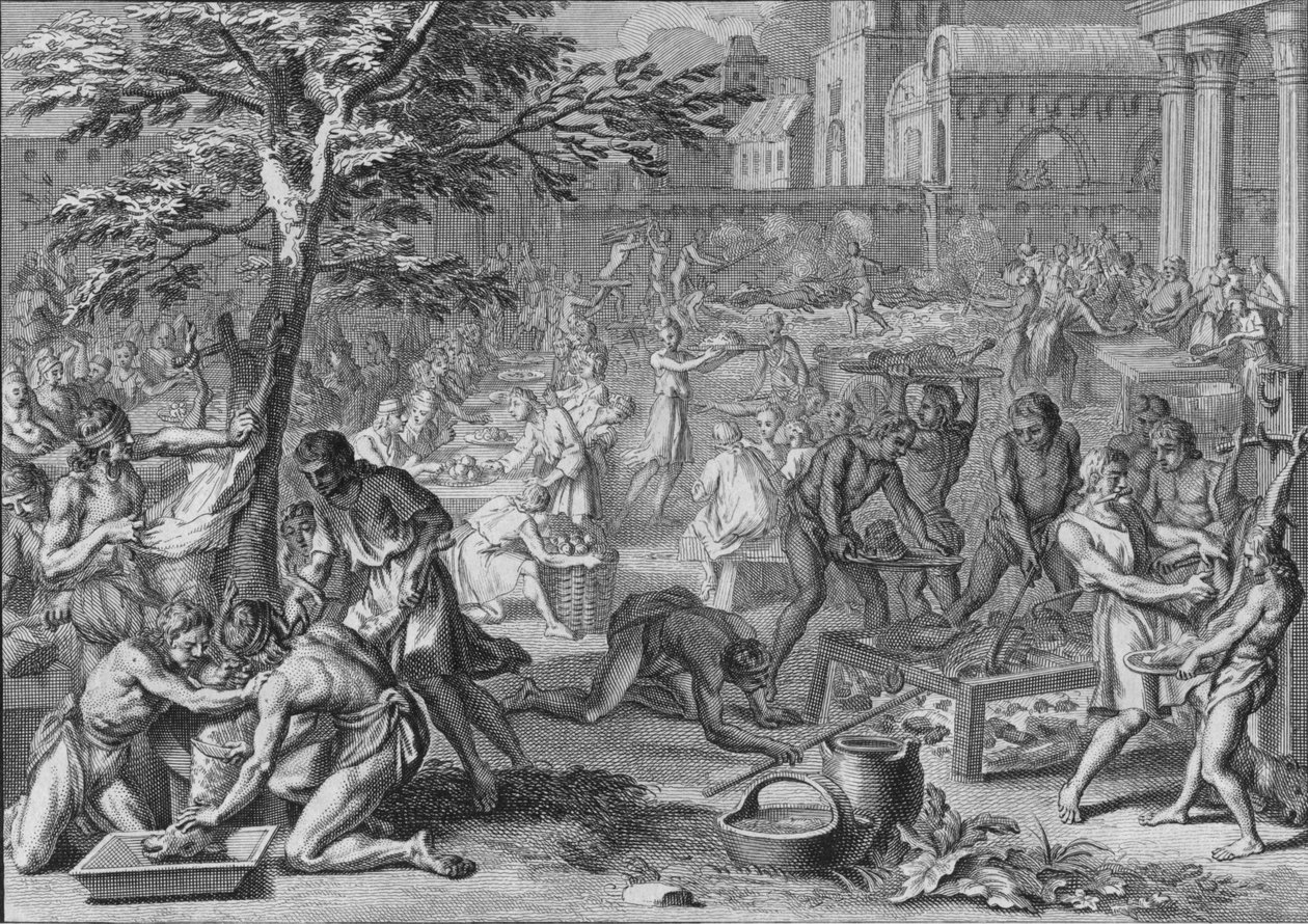 Festín en honor del sol, el día del gran Ramy, 1723 de Bernard Picart