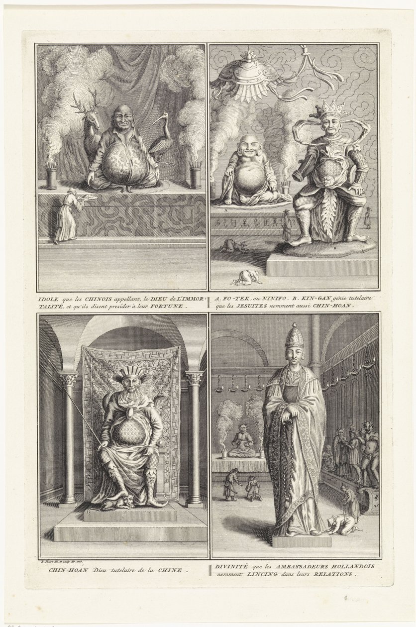 Cuatro dioses chinos, 1728 de Bernard Picart