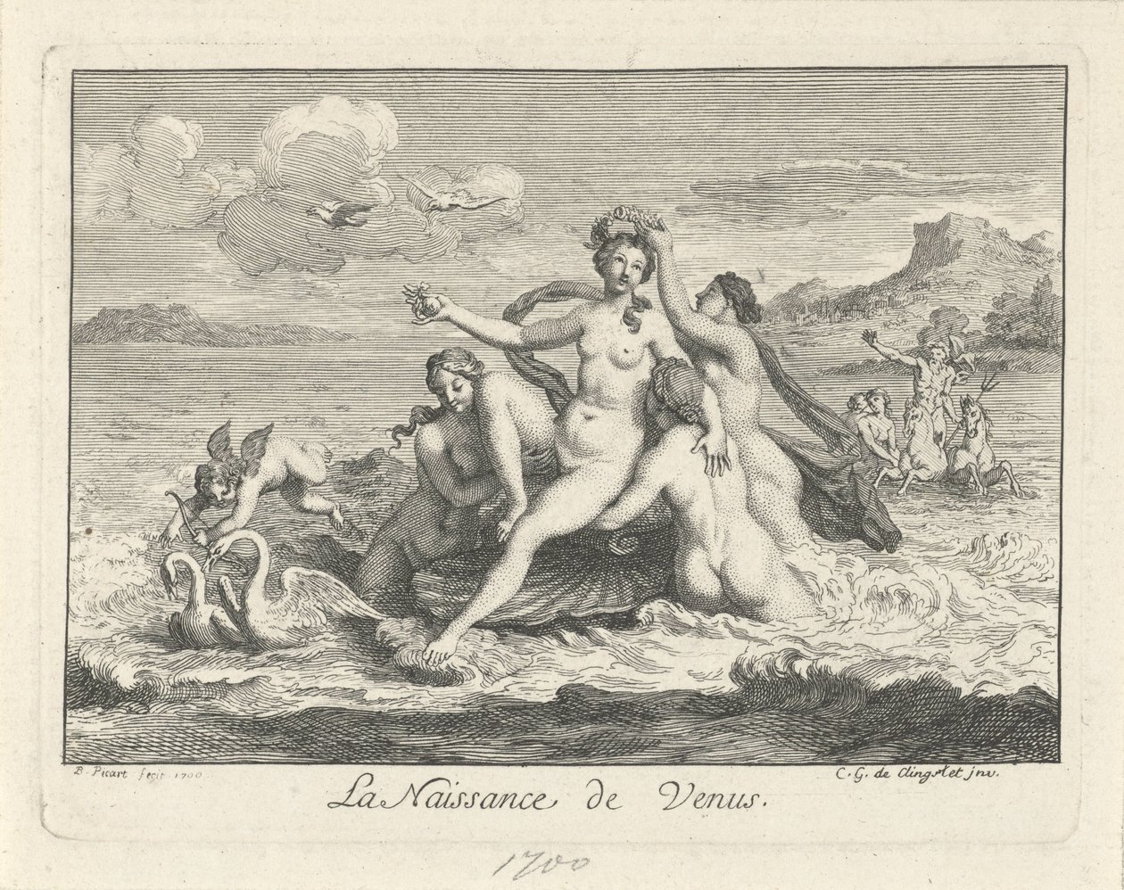 Geboorte de Venus El nacimiento de Venus (título sobre el objeto) de Bernard Picart