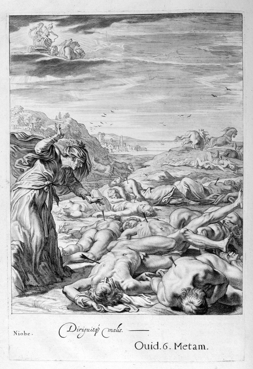 En la mitología griega, Niobe era una hija de Tántalo y de Dionne de Bernard Picart