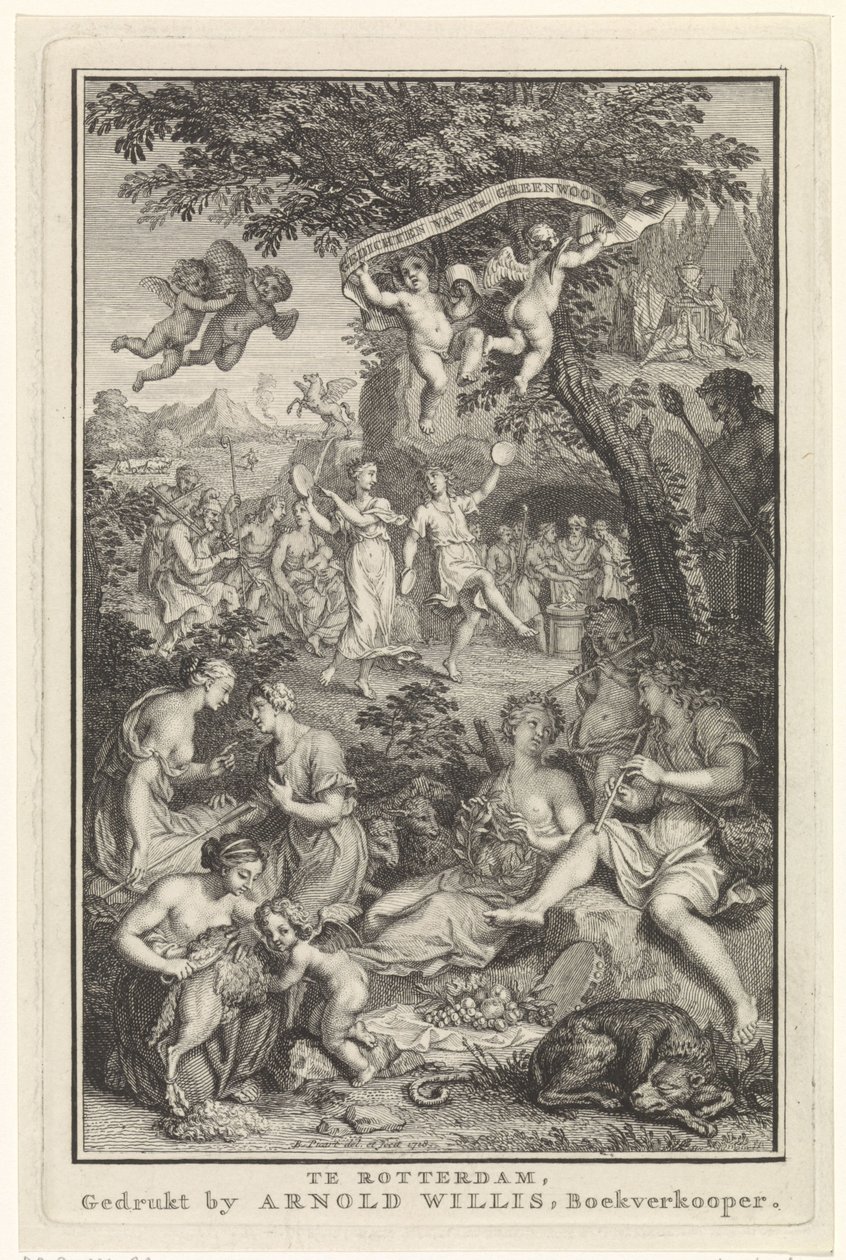 Paisaje con pastores y pastoras Página de título para: F. Greenwood, poemas, 1719 de Bernard Picart