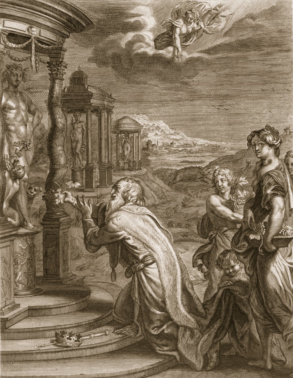 Oeneus, rey de Calidón, habiendo descuidado a Diana en un sacrificio es castigado por su impiedad, 1731 de Bernard Picart