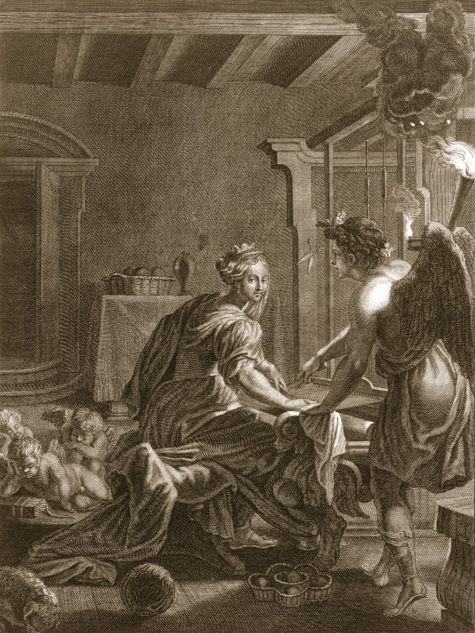 Penélope en su telar, 1731 de Bernard Picart