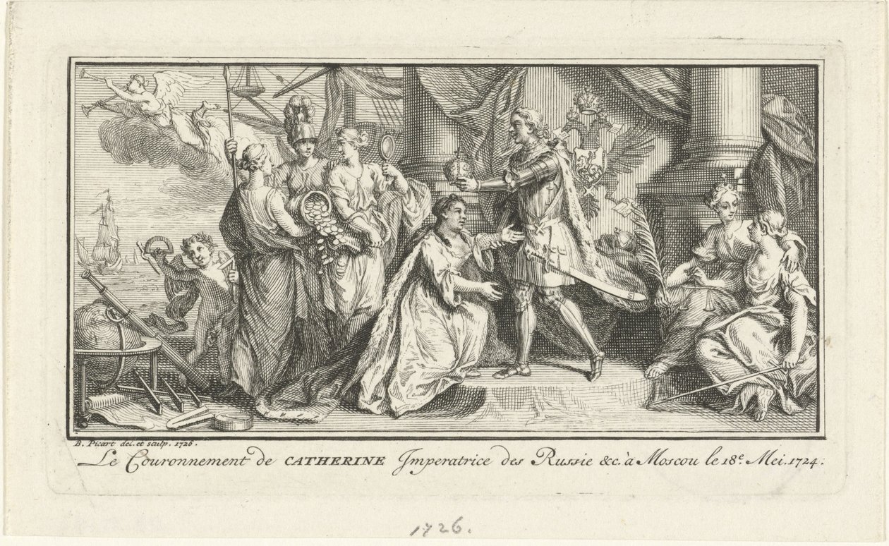 Pedro el Grande corona a su esposa Catalina I como Emperatriz, 1726 de Bernard Picart