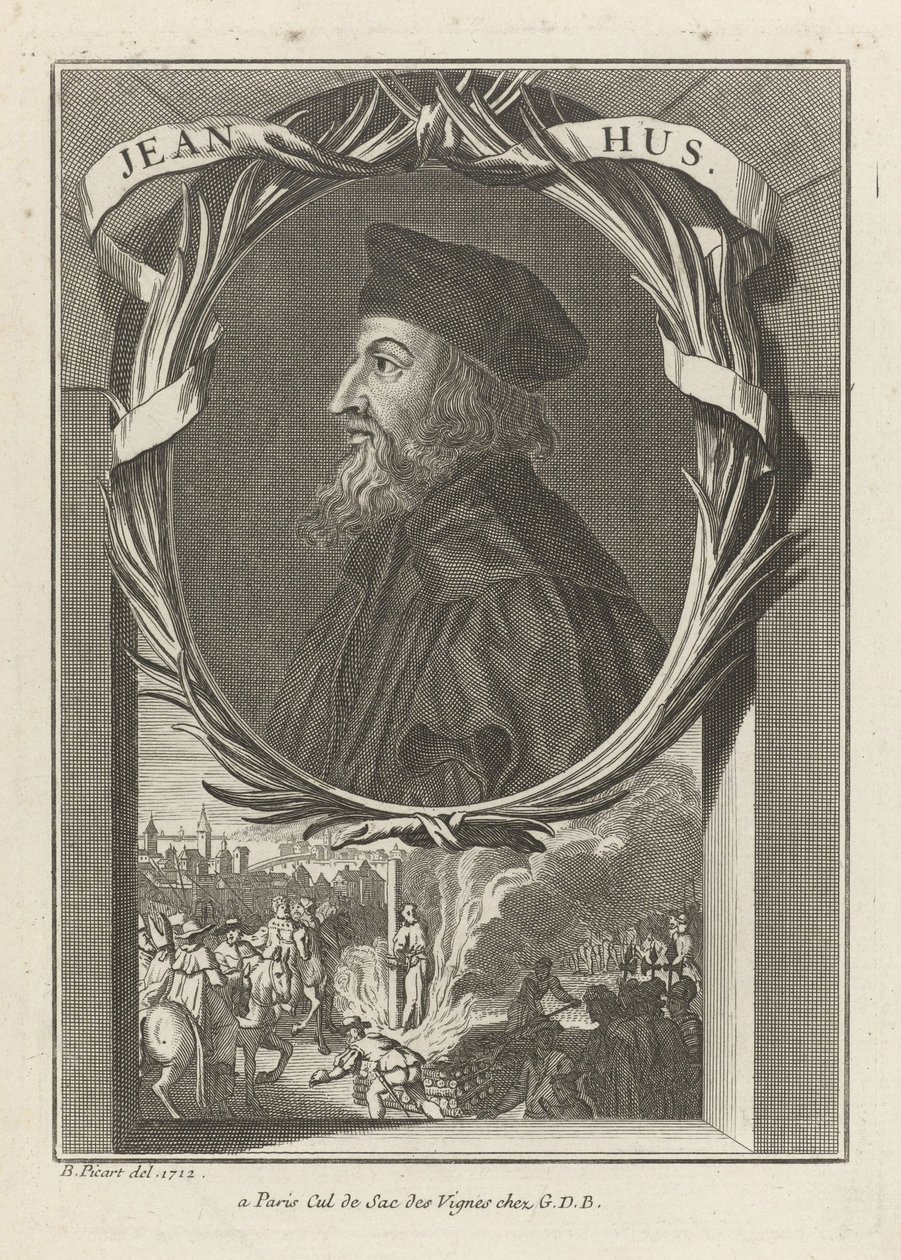 Retrato de John Hus, ca 1720 de Bernard Picart