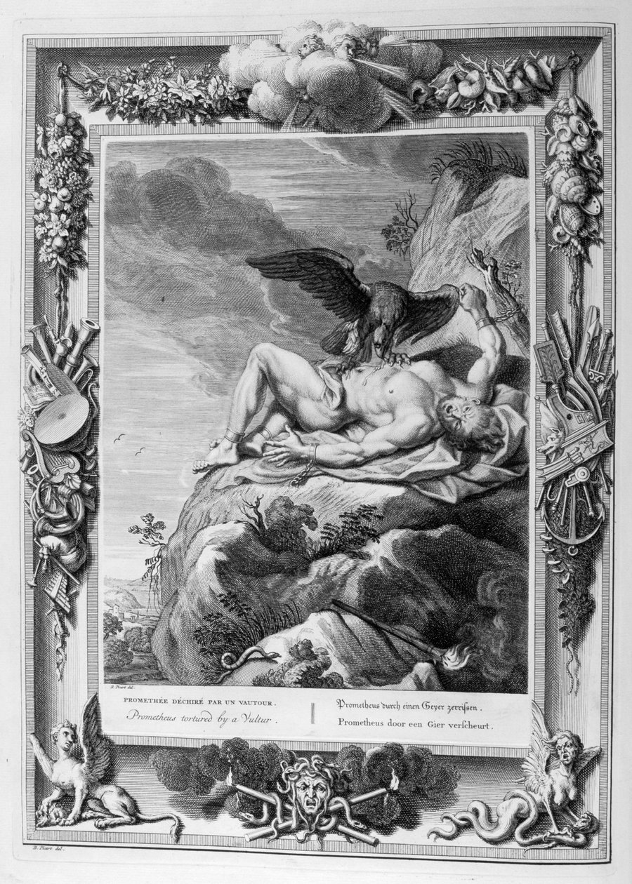 Prometeo devorado por el águila (grabado) de Bernard Picart