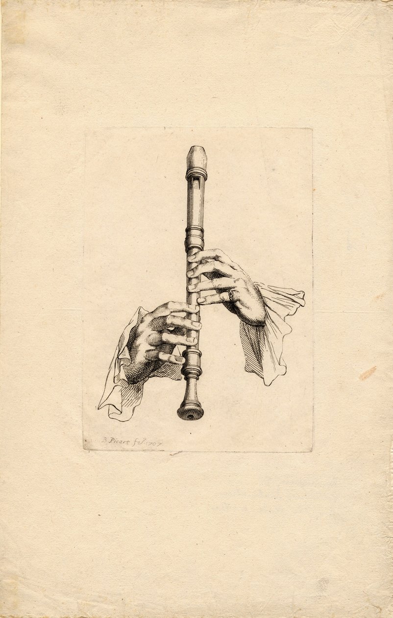 Manos de jugadores de flauta dulce, ca 1700 de Bernard Picart