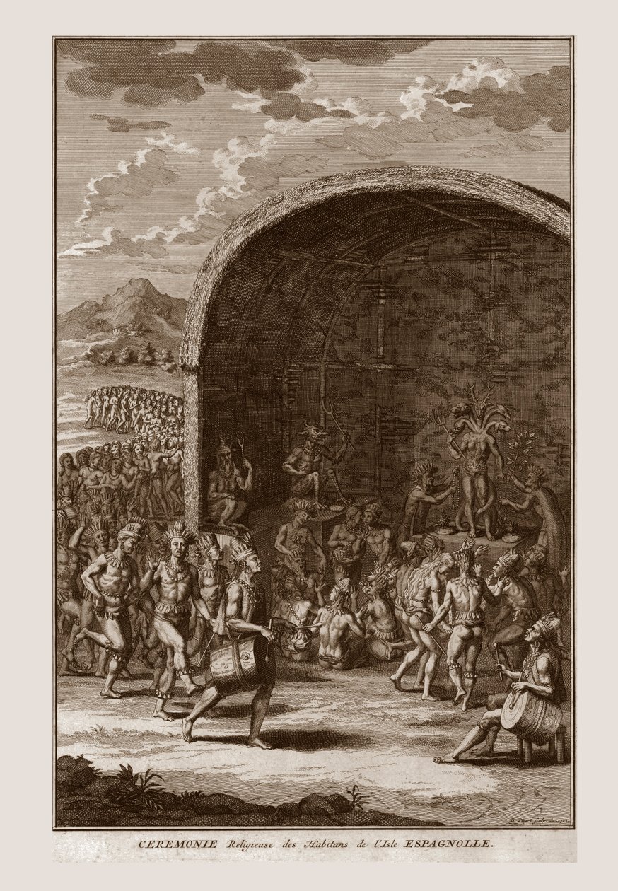 Ceremonia Religiosa de los Habitantes de la Isla de La Española, c1721 de Bernard Picart