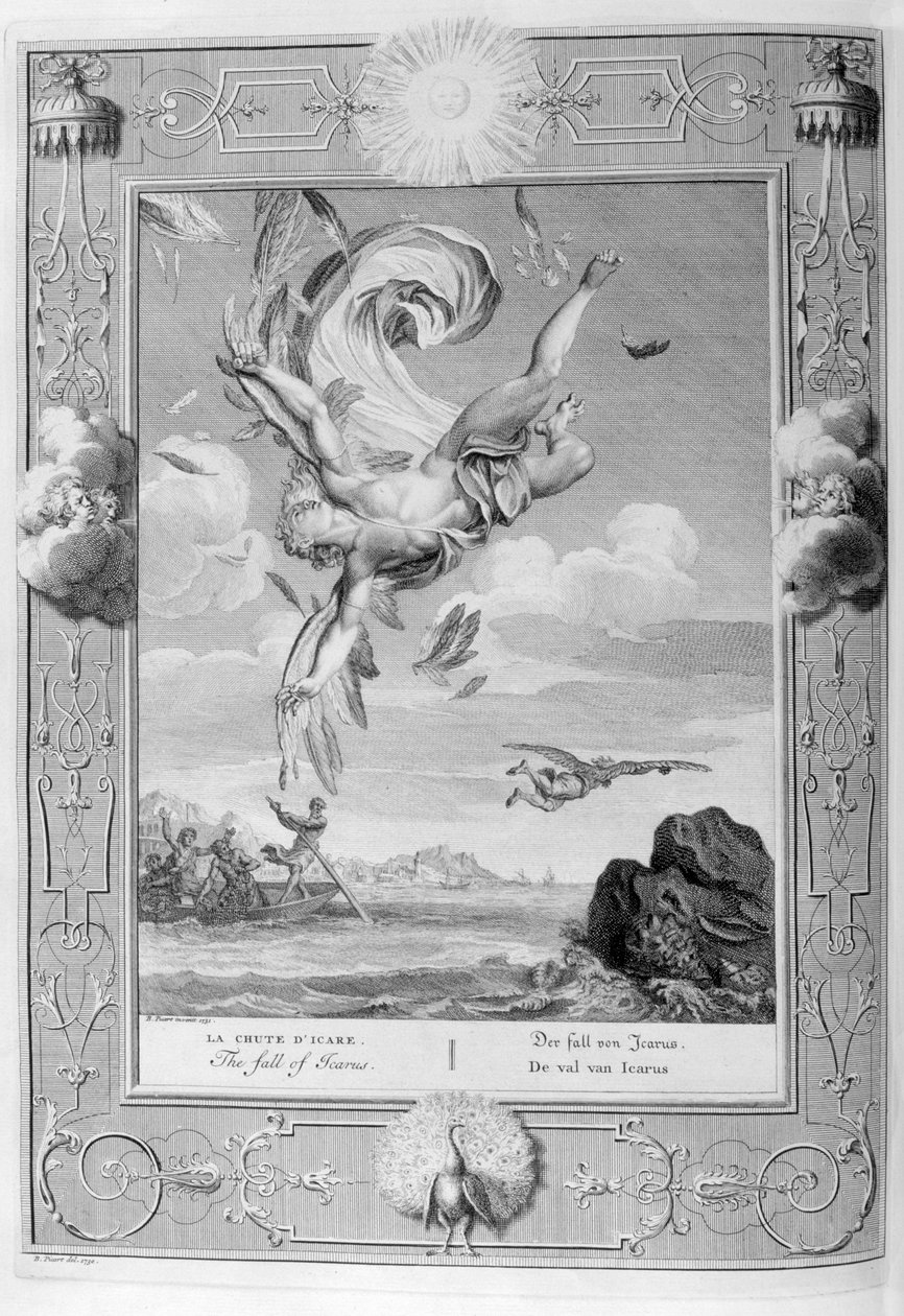 La caída de Ícaro, 1733 de Bernard Picart