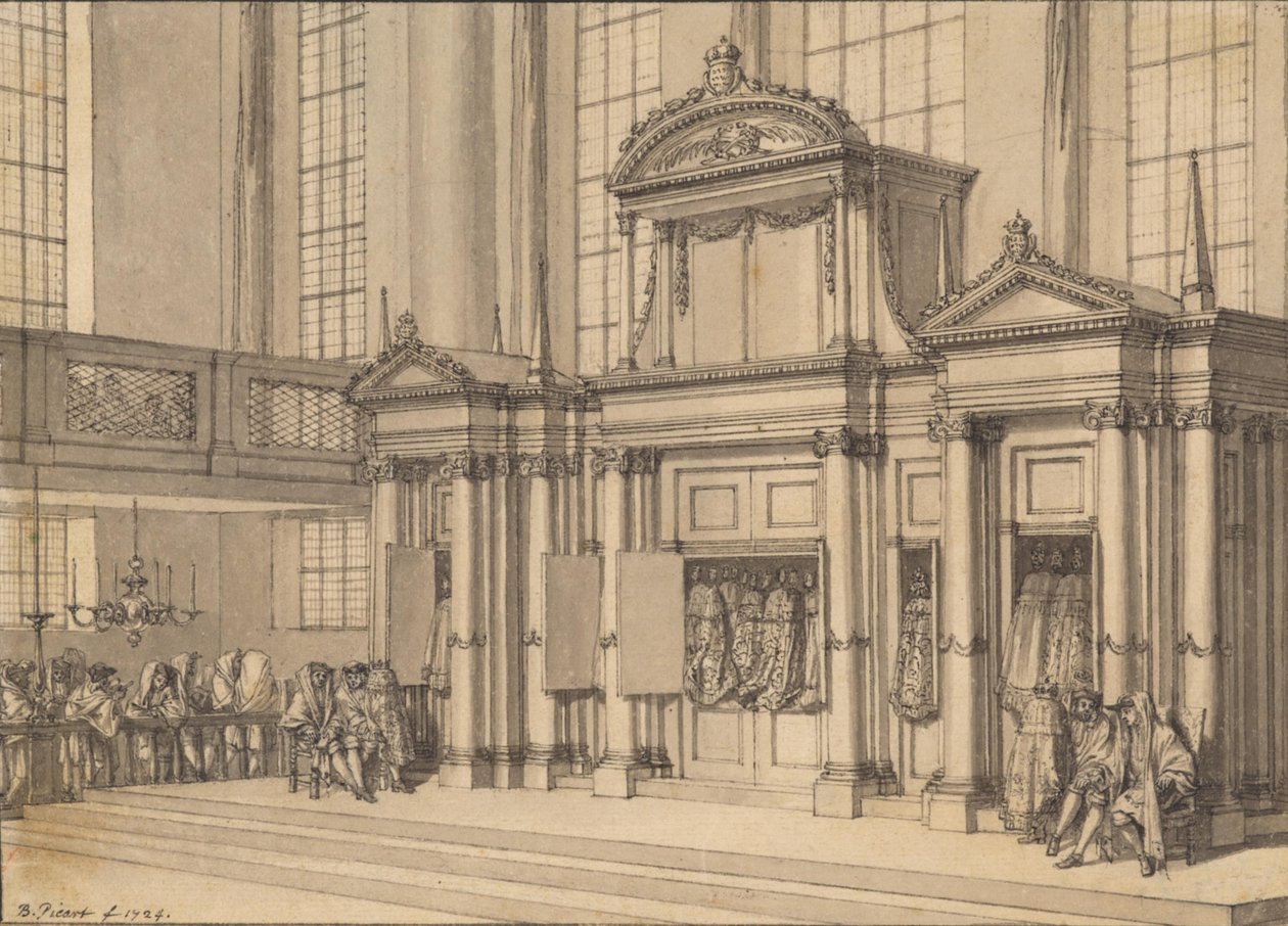 Alegría de la Ley en la sinagoga portuguesa de Ámsterdam de Bernard Picart