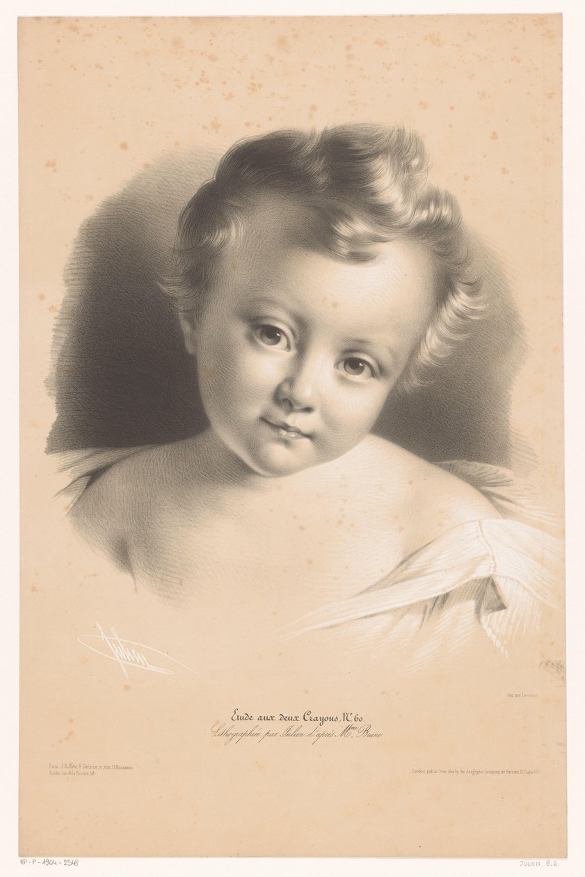 Retrato de un niño pequeño
Estudios en dos lápices de colores (título de la serie)
Étude aux deux Crayons (título de la serie en el objeto) de Bernard Romain Julien