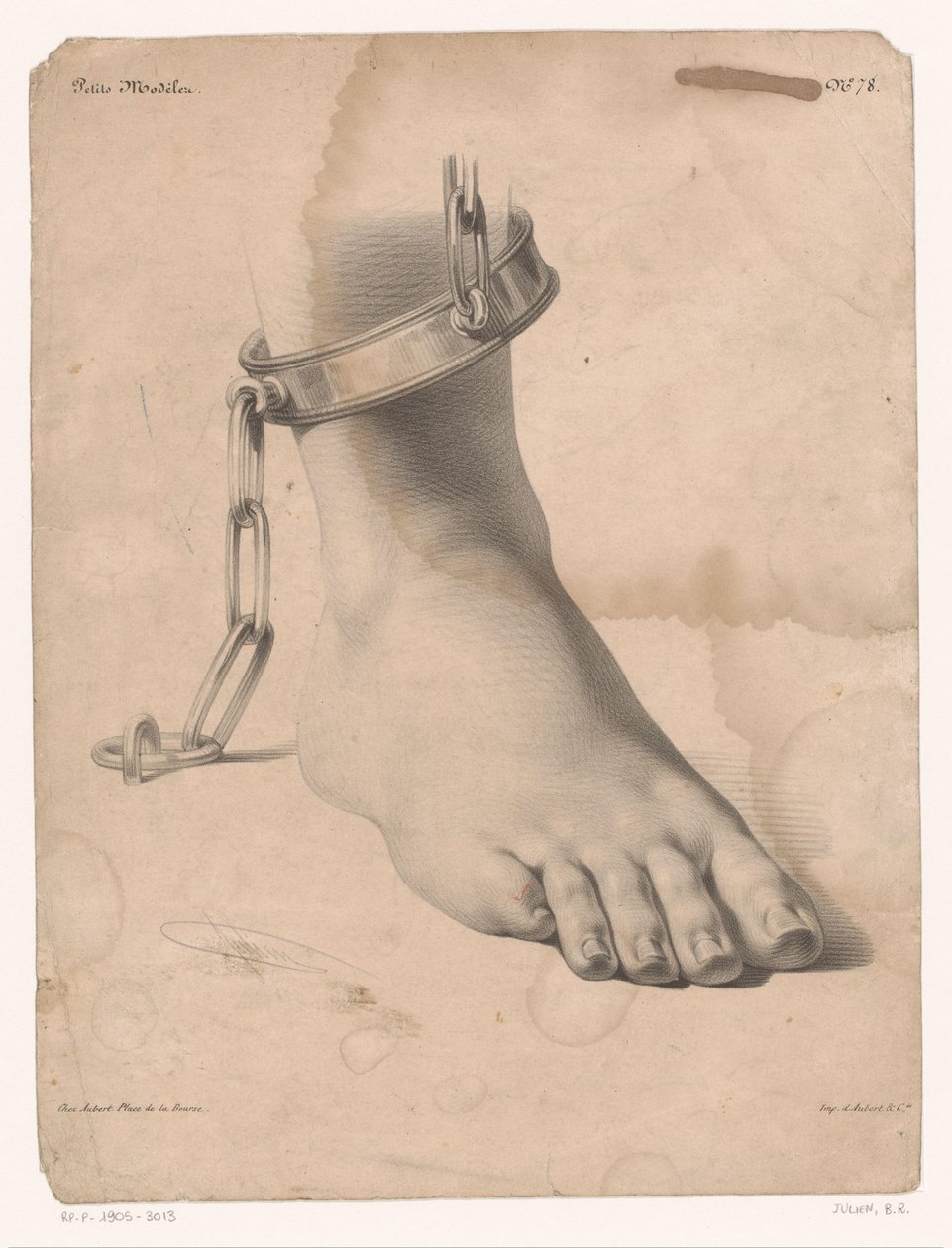 Estudio de pie con tobillo encadenado Pequeños ejemplos de dibujo (título de la serie) Petits Modèles (título de serie sobre objeto) de Bernard Romain Julien
