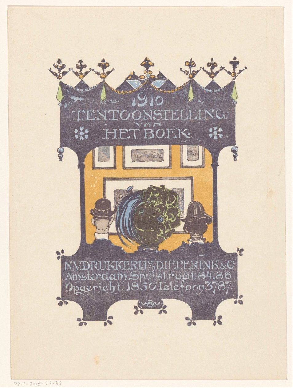 Anuncio de la imprenta de libros y ladrillos de Amsterdam Dieperink & Co.
1910 Exposición de libros (título en el objeto) de Bernard Willem Wierink