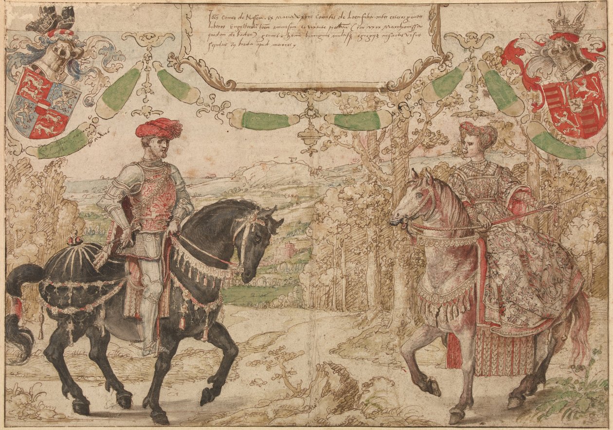 Conde Jan Johann IV de Nassau y su esposa María, Condesa de Loon y Heinsberg, ca. 1530 de Bernard van Orley