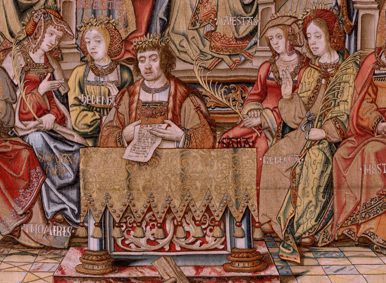 Tapiz flamenco. Serie Los Honores. Honor (El Honor). Segundo tapiz de la serie. Dibujantes modelo del círculo de Bernard van Orley y Jan Gossaert (Mabuse). Fabricación Pieter van Aelst, Bruselas. Ca 1550. Tejido Oro, plata, seda y lana. de Bernard van Orley