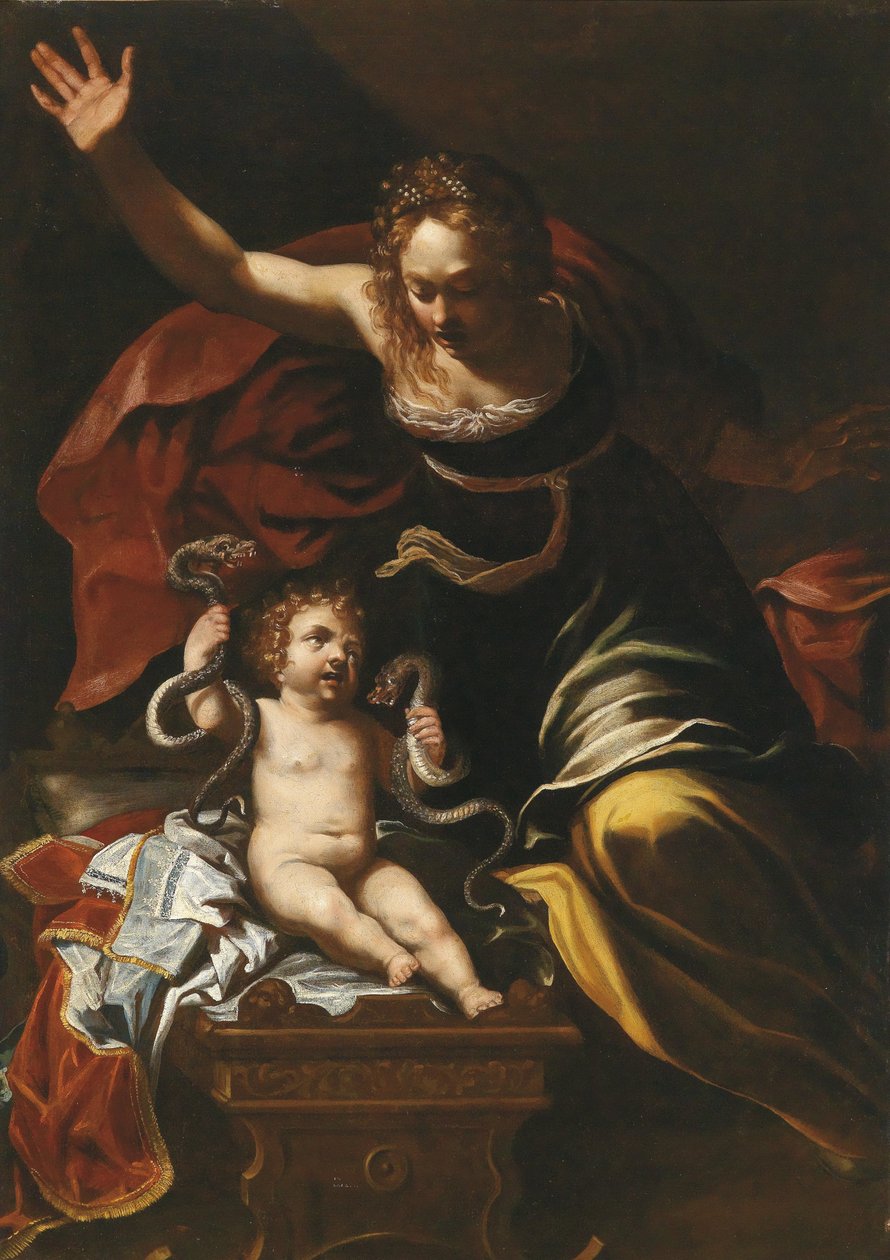 Escena de la infancia de Hércules de Bernardino Mei