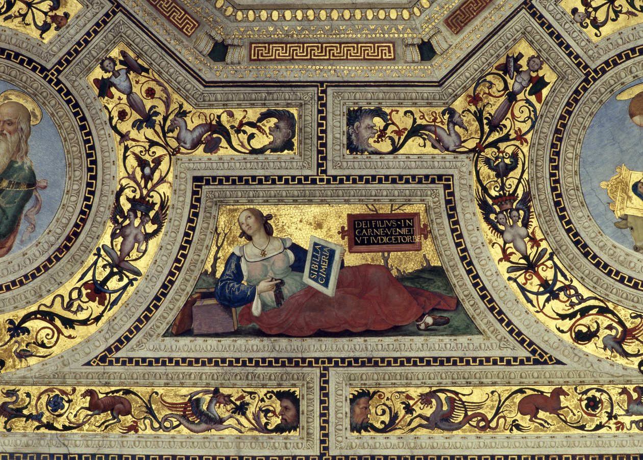 Bóveda del Presbiterio con la Sibila Cimeria, Santa Maria del Popolo, Roma, c.1484-92 de Bernardino di Betto Pinturicchio