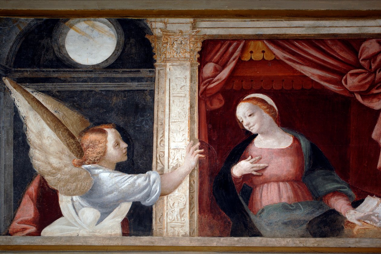 Anunciación (detalle) de Bernardino Lanino