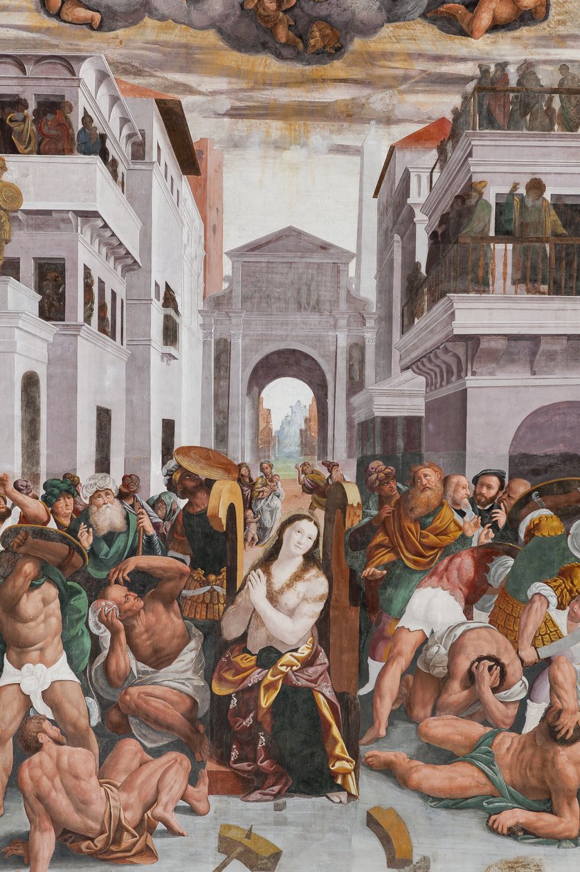 Detalle del Martirio de Santa Catalina (fresco) de Bernardino Lanino