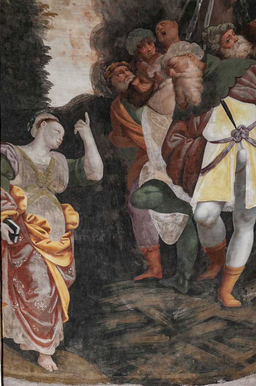 Detalle del Martirio de Santa Catalina (fresco) de Bernardino Lanino