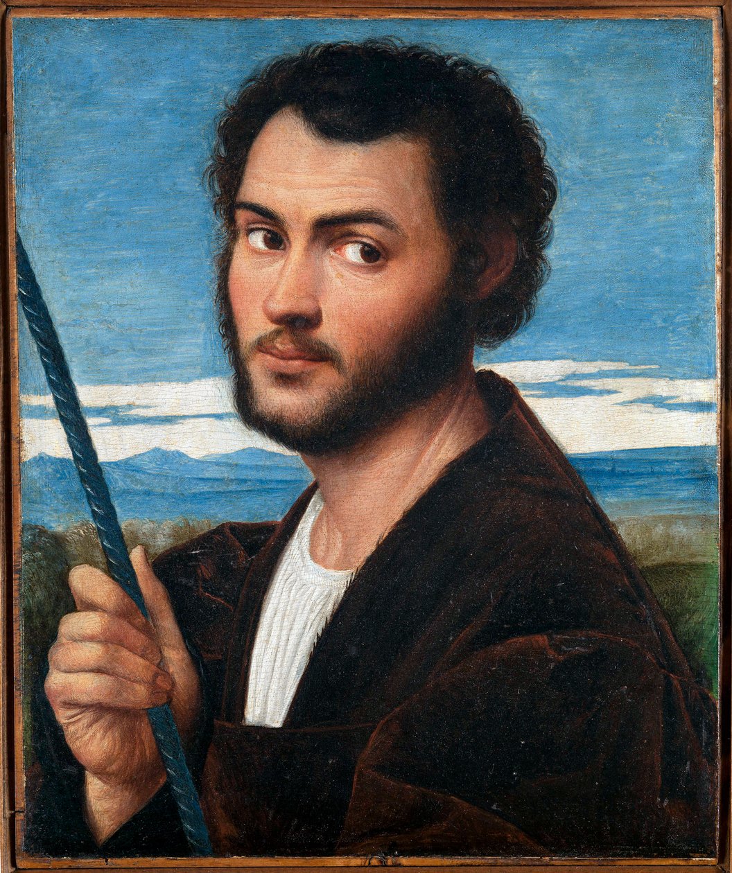Retrato de hombre par Licinio, Bernardino (ca. 1489-ca. 1565). Óleo sobre lienzo, tamaño: 32x25,5, Primera mitad del siglo XVI, Fondazione Cini, Venezia de Bernardino Licinio