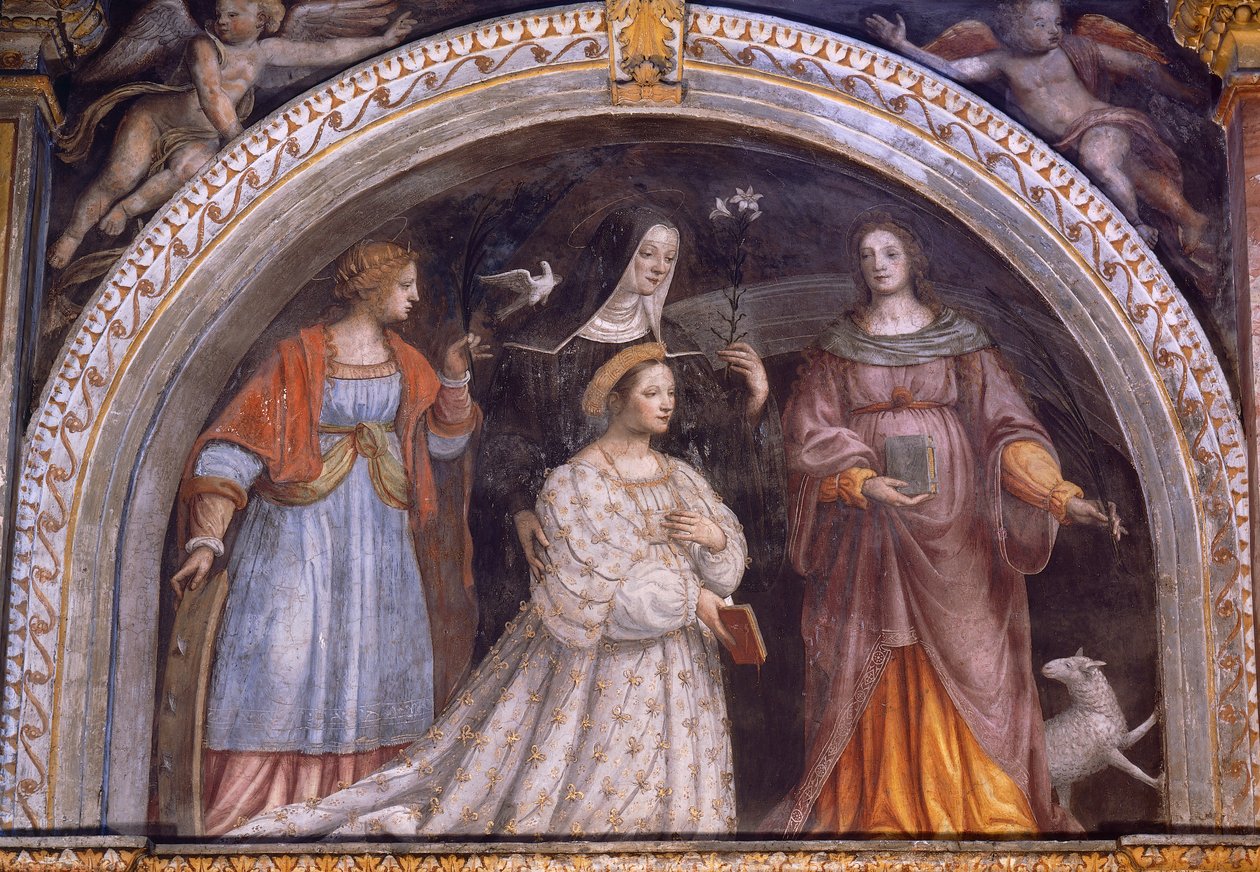 Ginevra Bentivoglio Sforza tomando el velo de Bernardino Luini