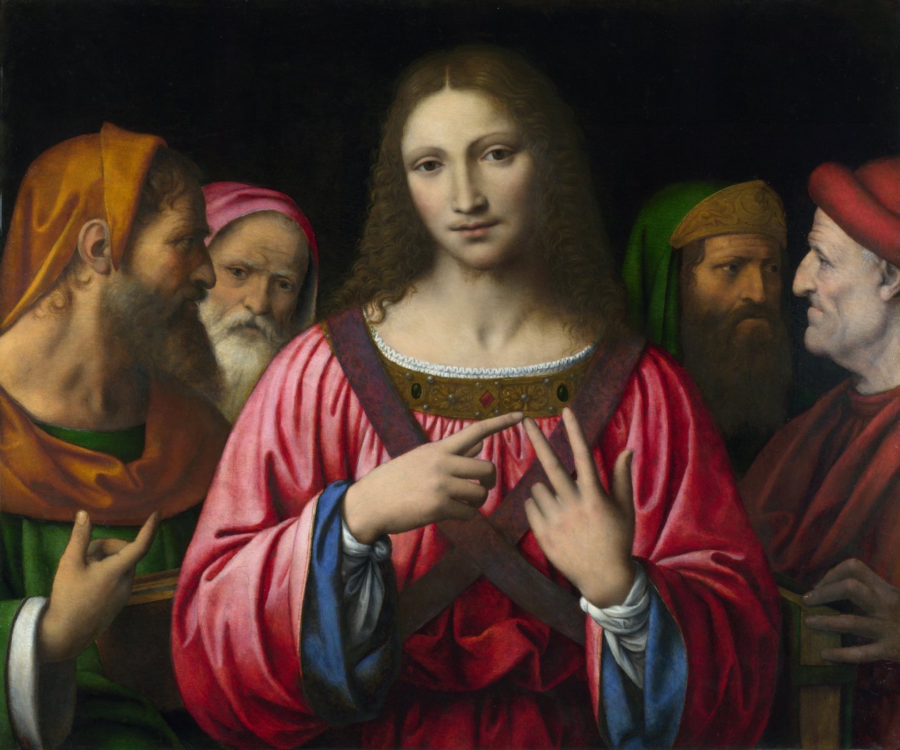 Cristo y los doctores de la ley, pintura de Bernardino Luini (1481-1532), c. 1515-1530, Londres, National Gallery de Bernardino Luini
