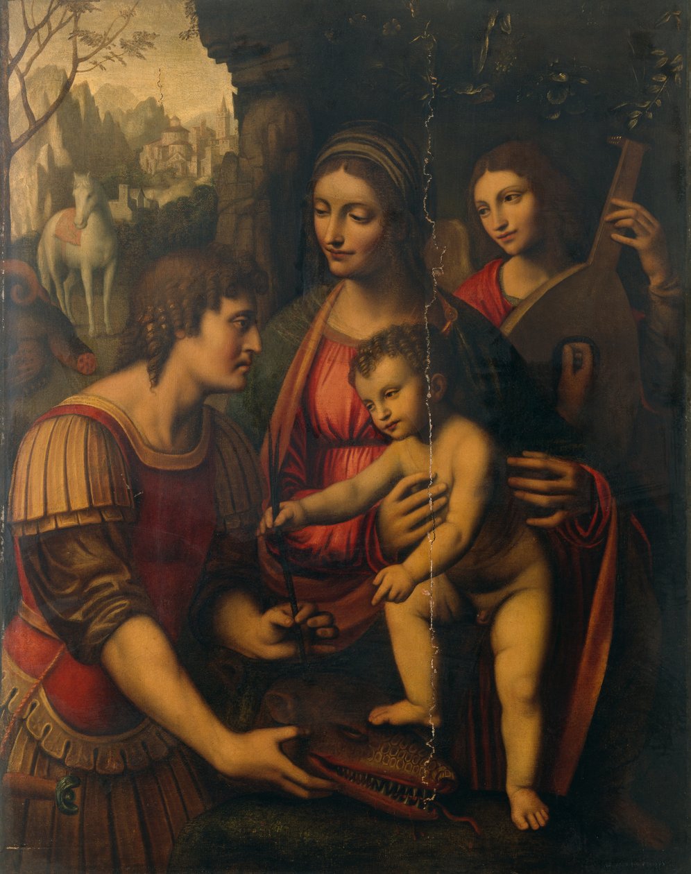Madonna y Niño con San Jorge y un ángel de Bernardino Luini