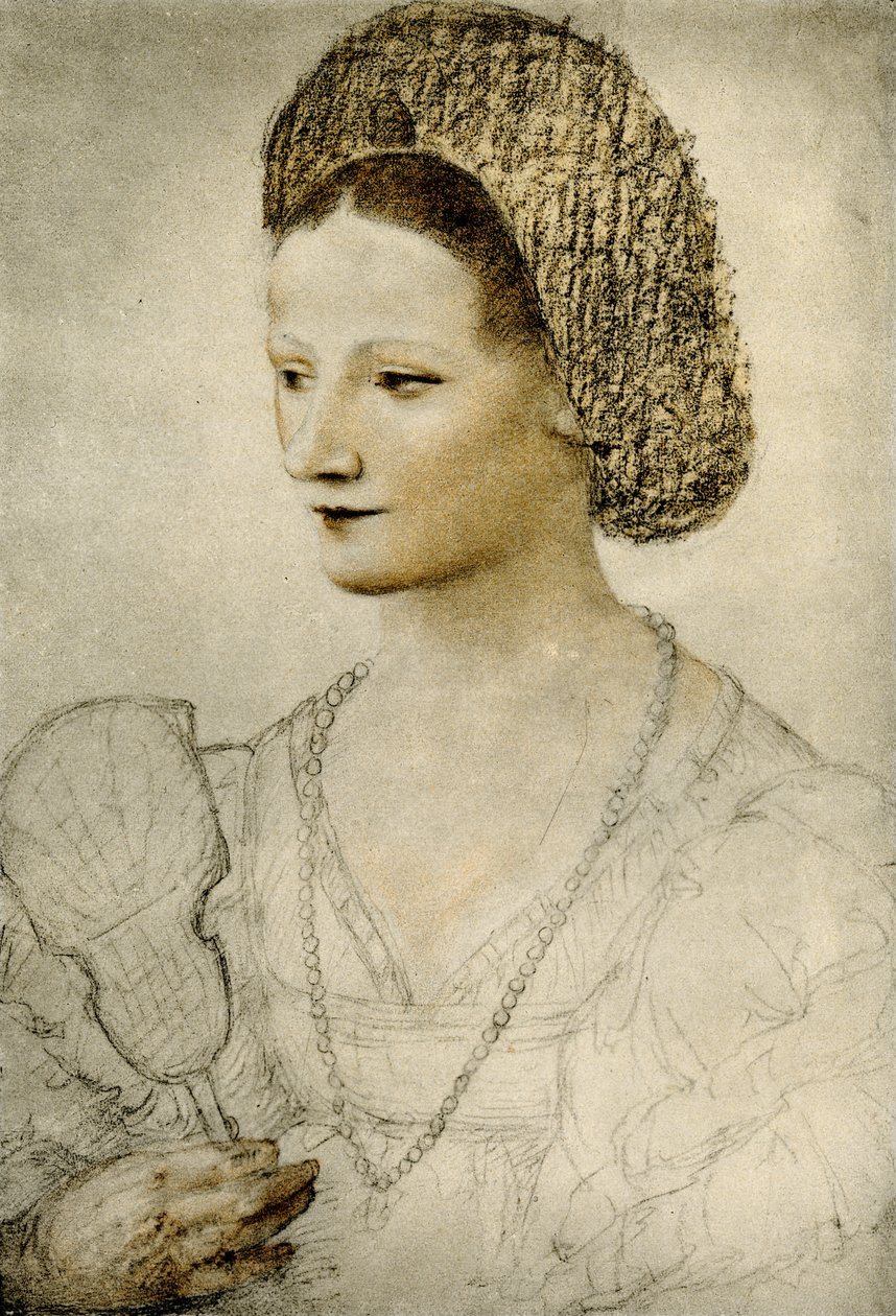 Retrato de una mujer desconocida con un abanico de Bernardino Luini