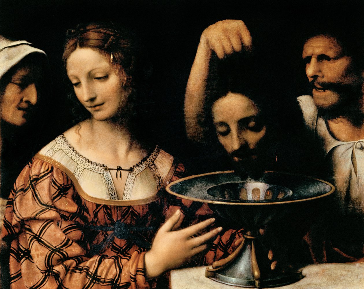 El verdugo presenta la cabeza de Juan el Bautista a Herodes, 1527-31 de Bernardino Luini