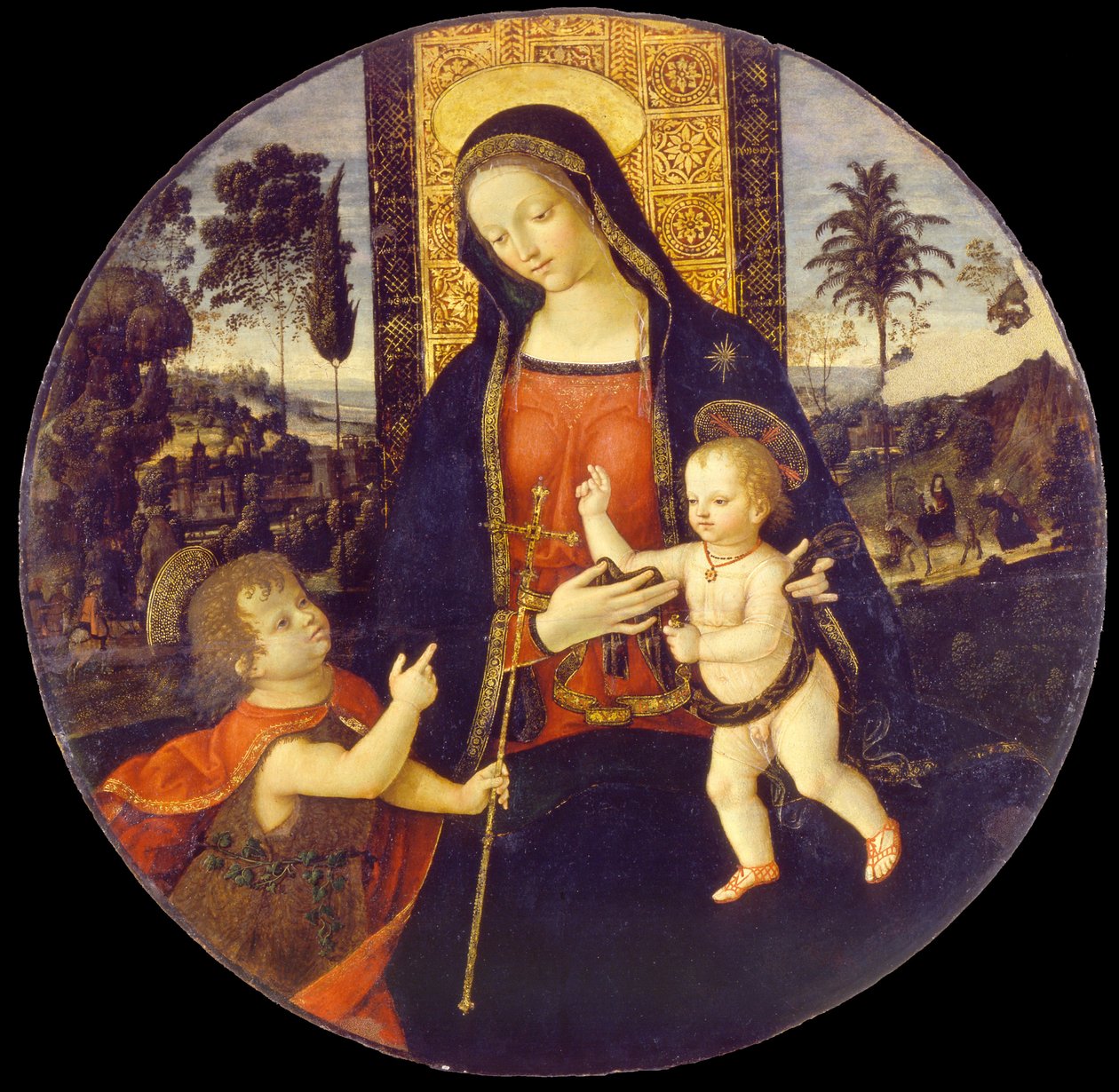 Virgen y niño con Juan el Bautista de niño, 1490-1500 de Bernardino Pinturicchio