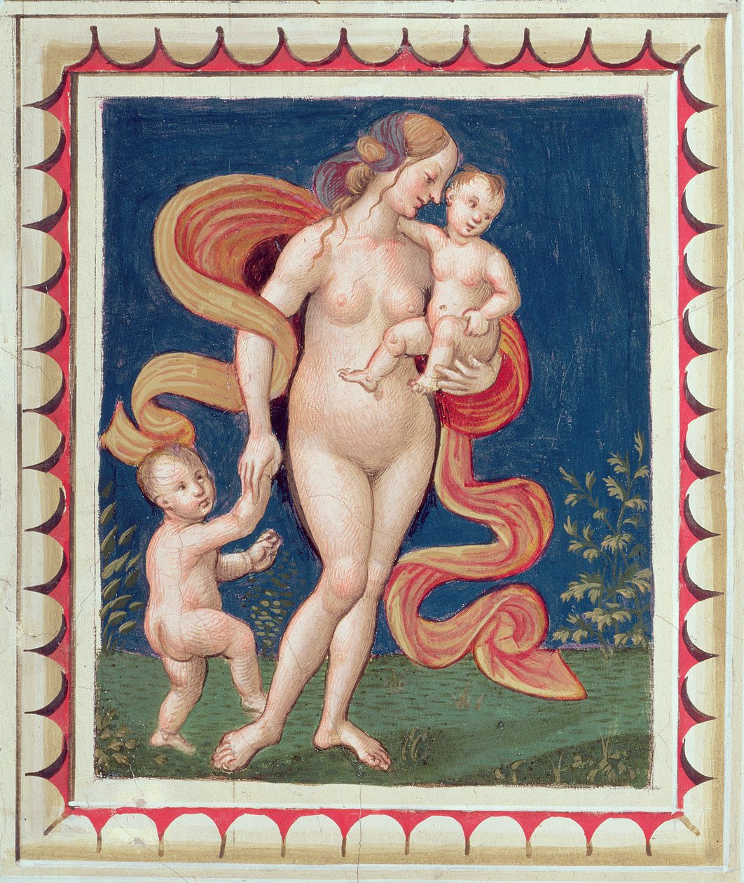 Alegoría de la Caridad, detalle del techo de Bernardino di Betto Pinturicchio