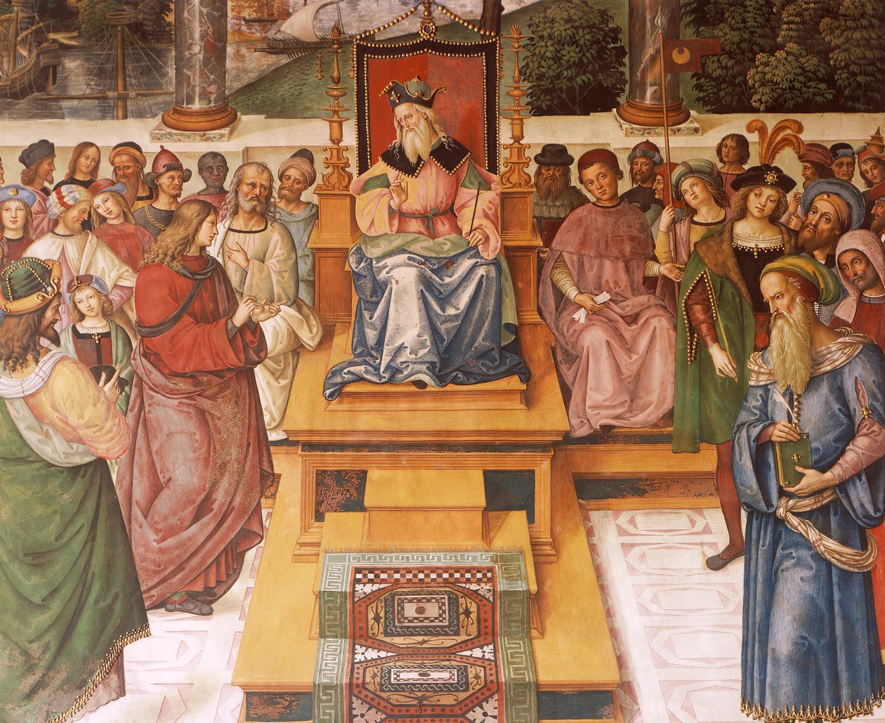 Enea Silvio Piccolomini se encuentra con el rey Jacobo I de Escocia (detalle) de Bernardino di Betto Pinturicchio