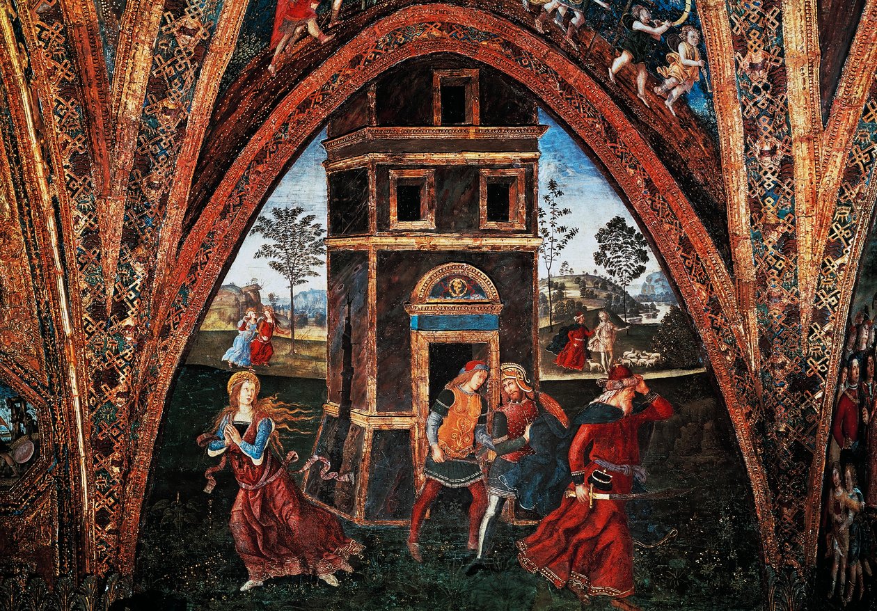 Martirio de Santa Bárbara, por Bernardino Pinturicchio (ca 1452-1513), fresco, Sala de los Santos, Apartamentos Borgia, Palacio Apostólico, Ciudad del Vaticano, Italia de Bernardino di Betto Pinturicchio