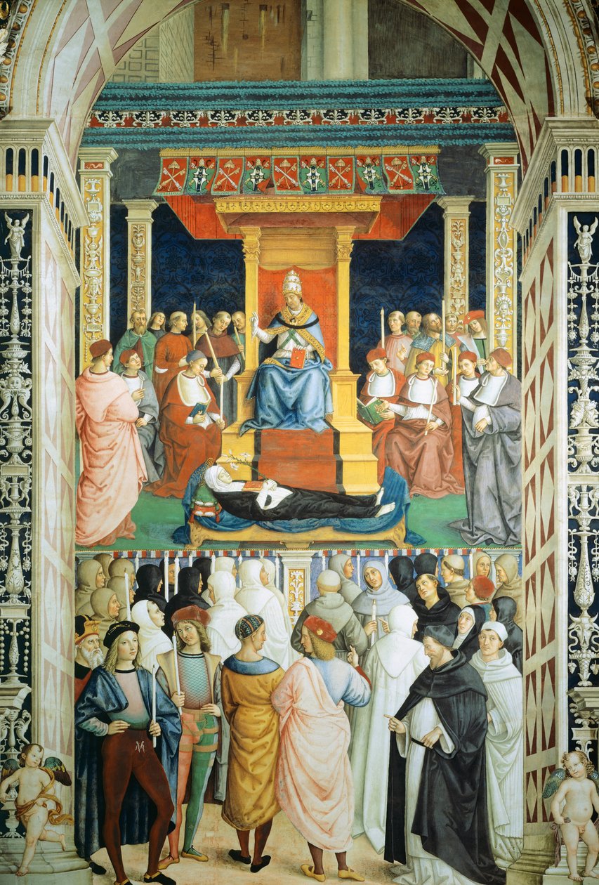 Pío II canonizando a Santa Catalina de Siena en 1461 de Bernardino di Betto Pinturicchio