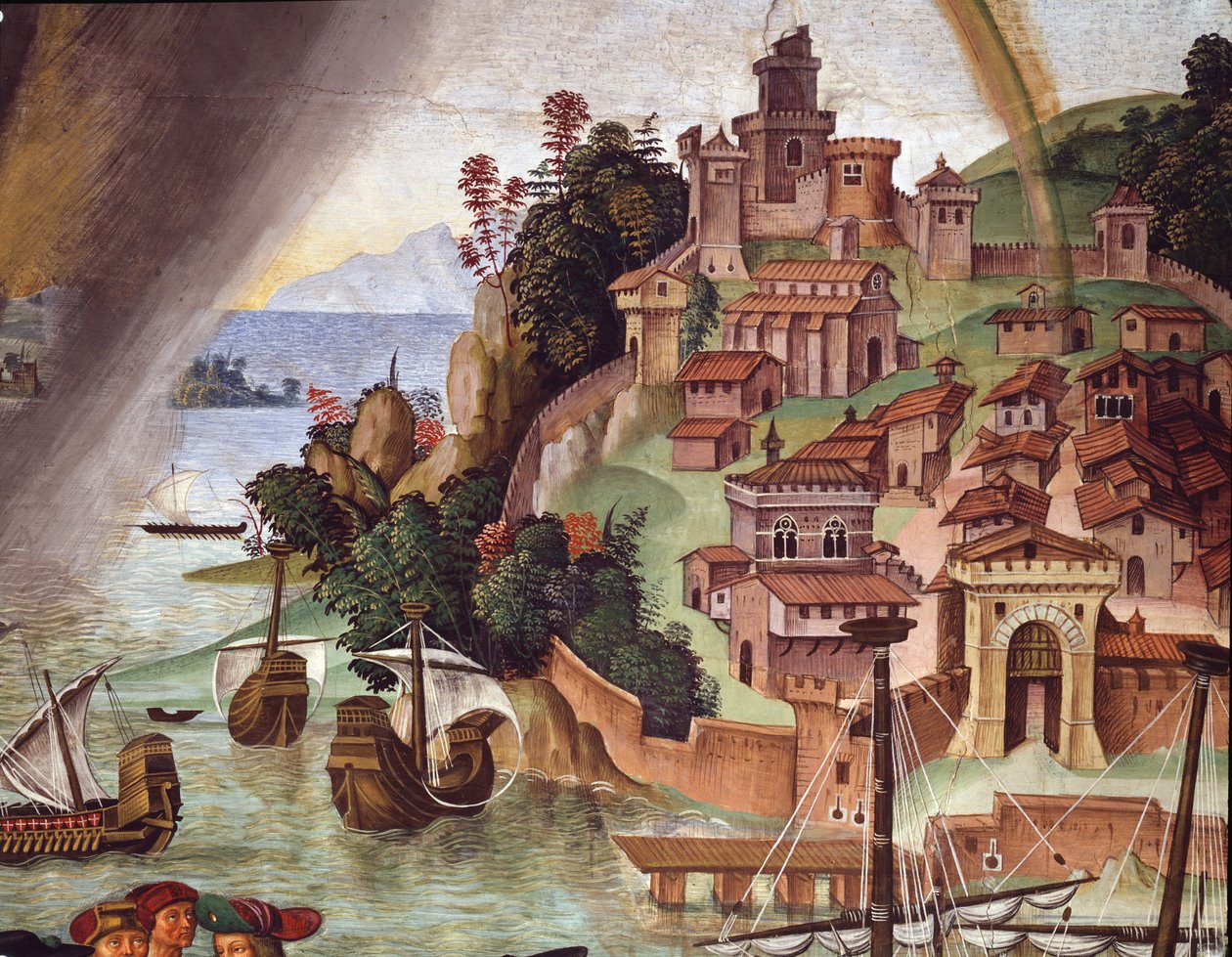 El Papa Pío II yendo al Concilio de Basilea. (detalle) de Bernardino di Betto Pinturicchio
