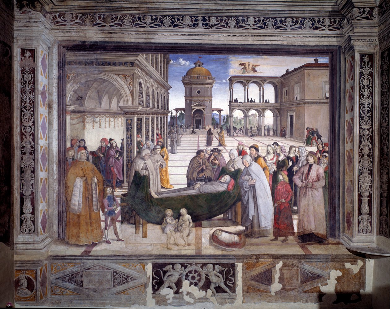 Historia de San Bernardino, la muerte del santo de Bernardino di Betto Pinturicchio