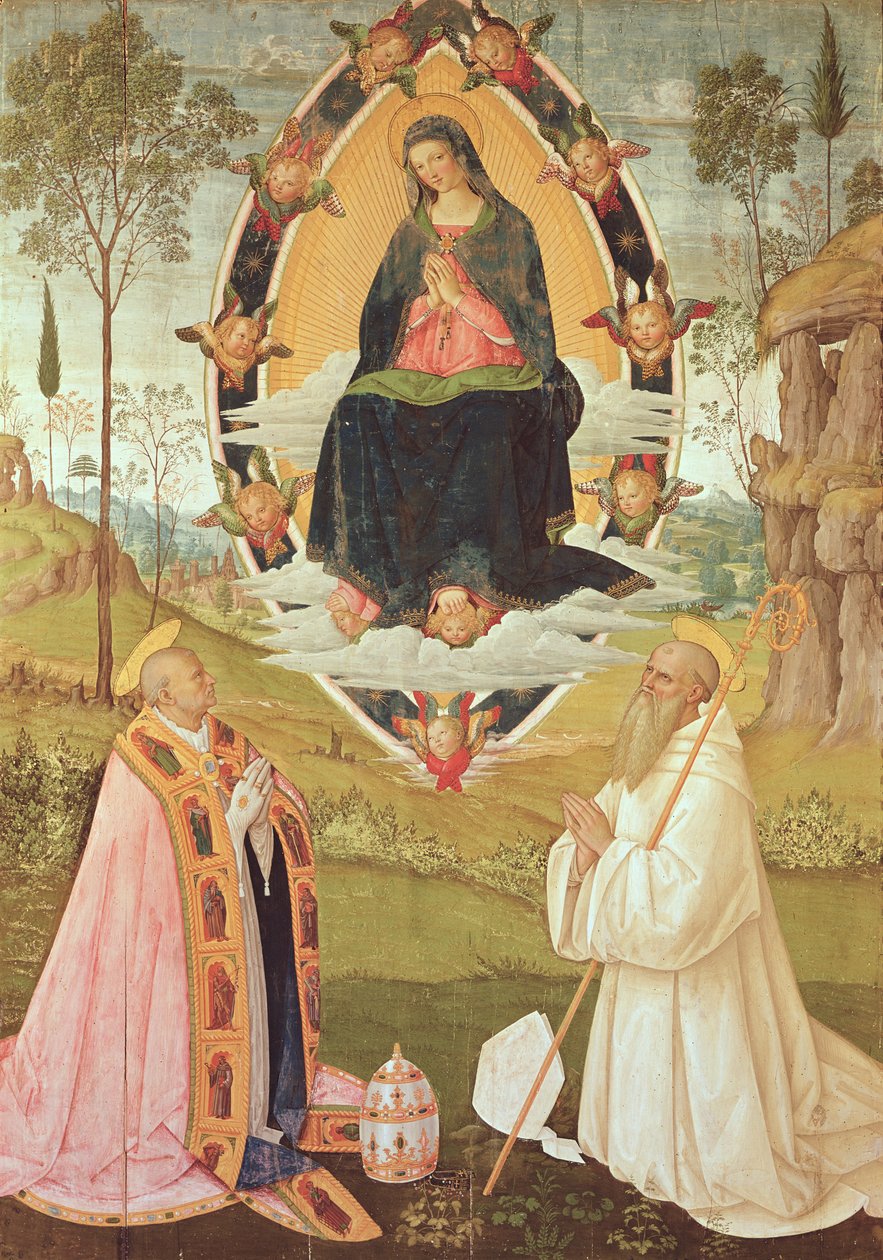 Virgen en gloria con San Gregorio y San Benito de Bernardino di Betto Pinturicchio