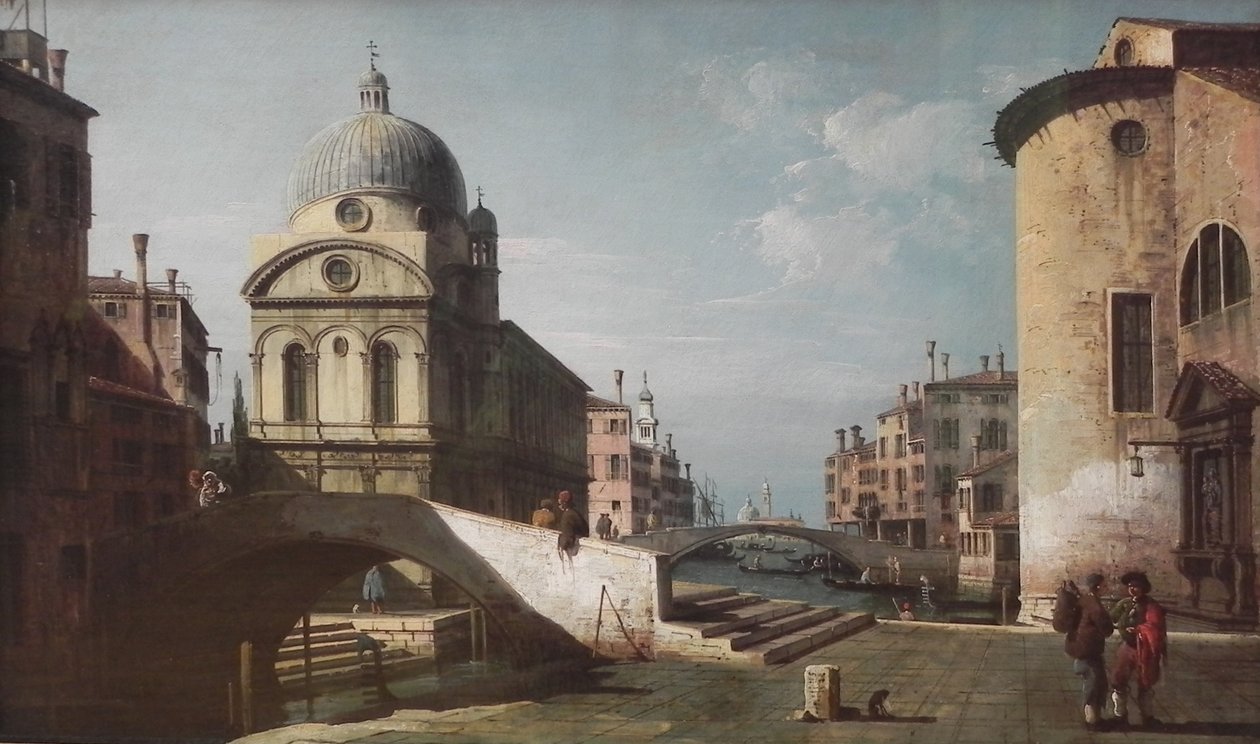 Fantasía arquitectónica con Santa Maria dei Miracoli, Venecia de Bernardo Bellotto