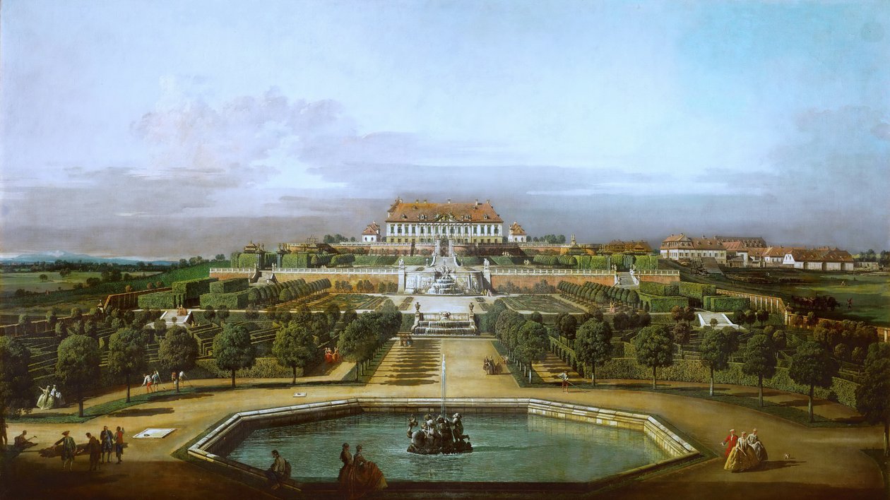 El palacio imperial de Schlosshof, lado del jardín de Bernardo Bellotto
