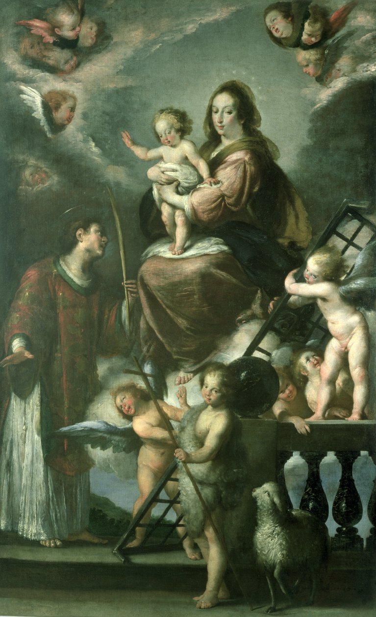 Madonna y Niño con el Infante San Juan Bautista y San Lorenzo y Ángeles, 1629 de Bernardo Strozzi