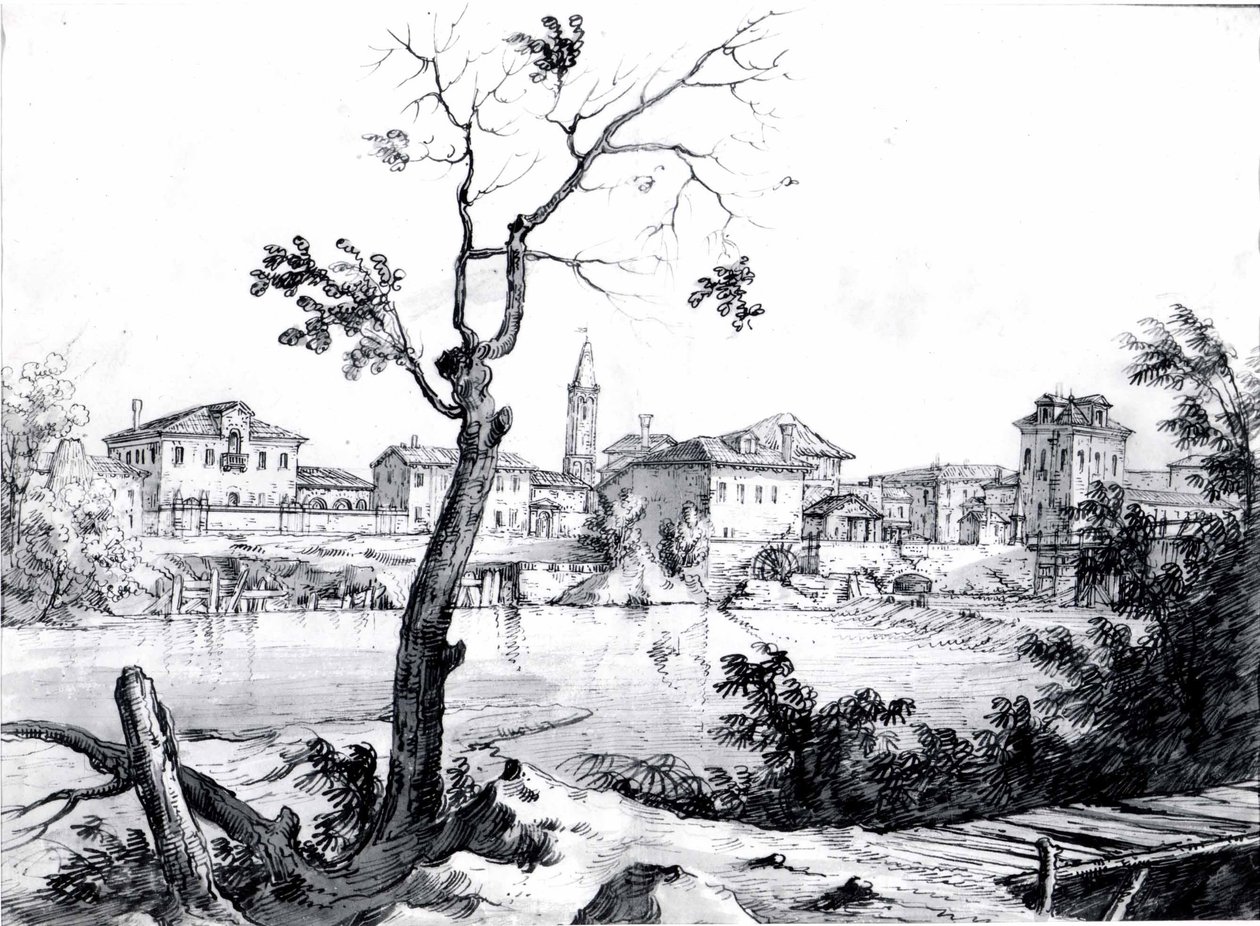 Un pueblo a orillas del Brenta de Bernardo Bellotto