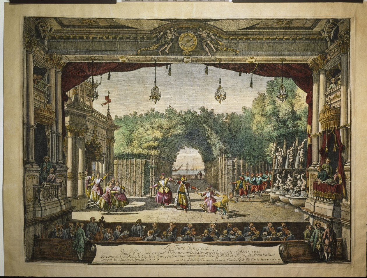 Ballet Le Turc Généreux en el Burgtheater de Viena, 1758 de Bernardo Bellotto
