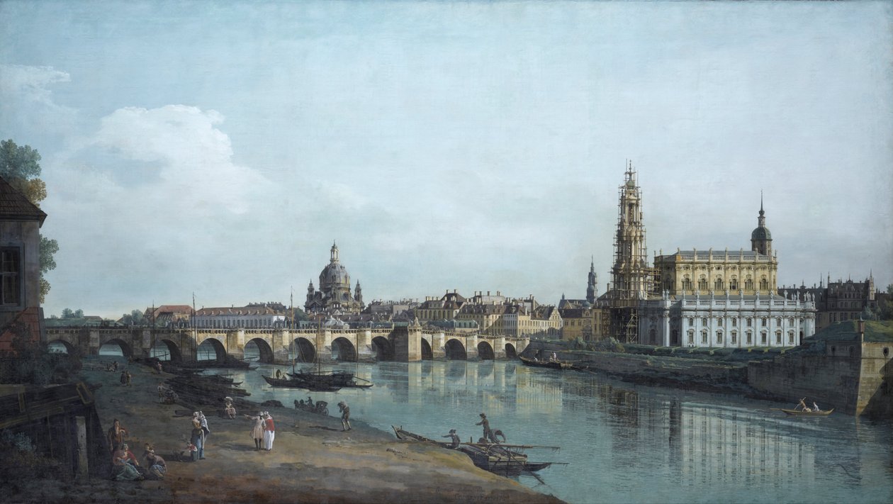 Dresde vista desde la orilla derecha del Elba, bajo el puente de Augusto de Bernardo Bellotto