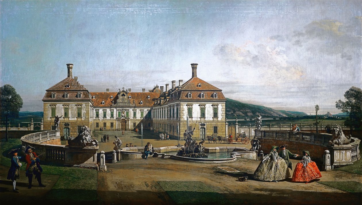 Alemán: El palacio imperial de recreo Schloss Hof, lado de la corte de honor de Bernardo Bellotto