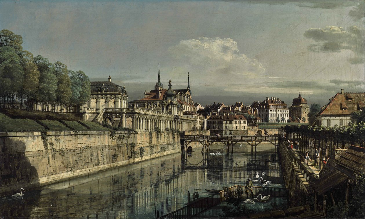 Alemán: Dresden, am Zwinger Vista del foso del Zwinger de Bernardo Bellotto
