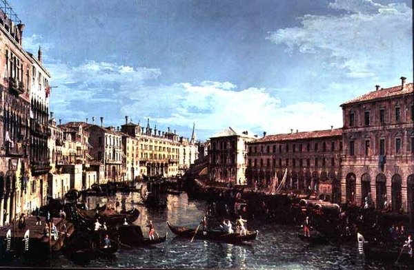 Gran Canal, Venecia, mirando al sur hacia el Puente de Rialto de Bernardo Bellotto