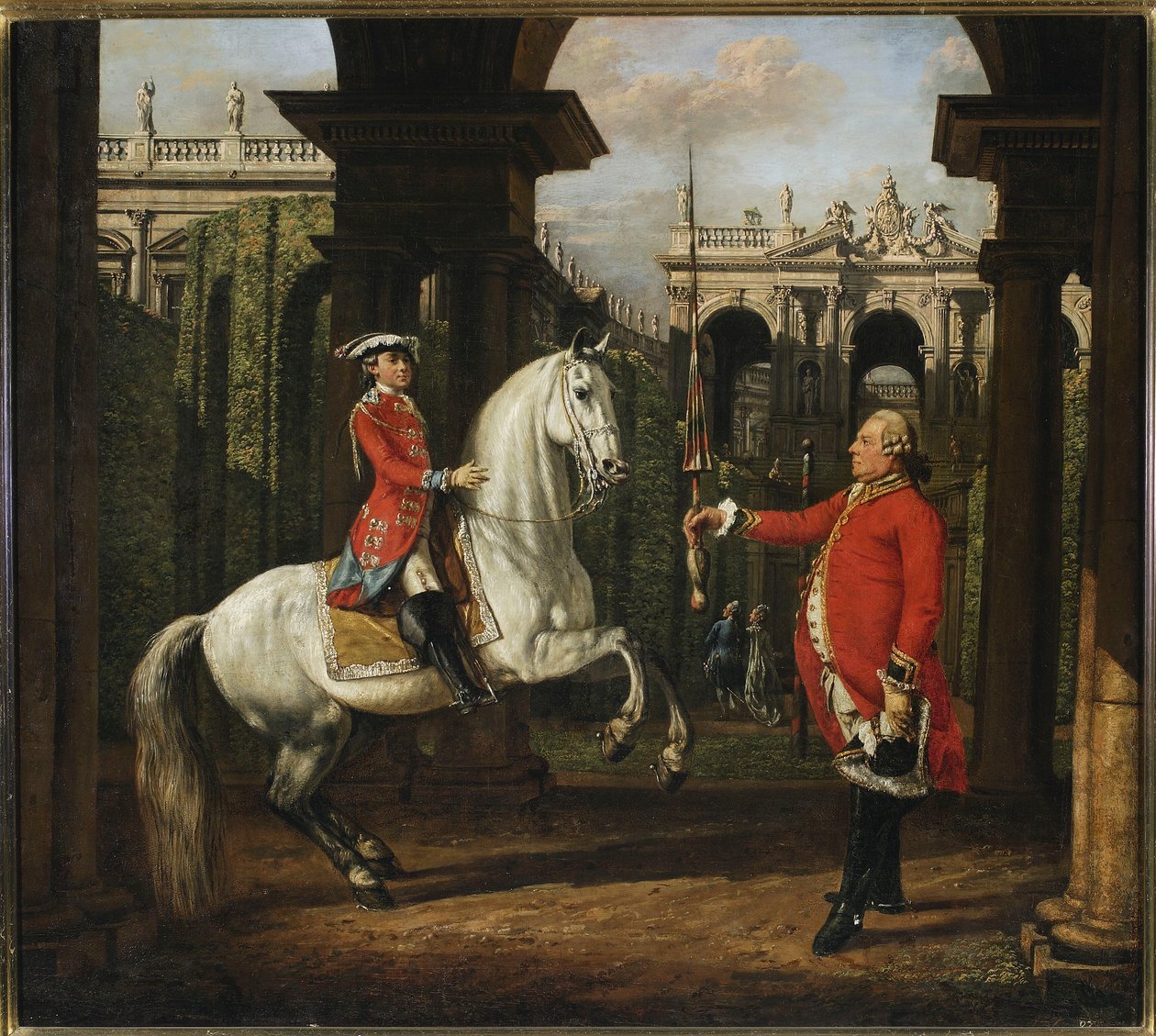 El coronel Koenigsfels enseña a montar a caballo al padre Józef Poniatowski de Bernardo Bellotto