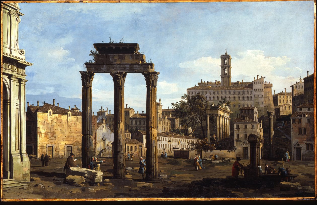 Roma - El Foro con el Templo de Cástor y Pólux de Bernardo Bellotto