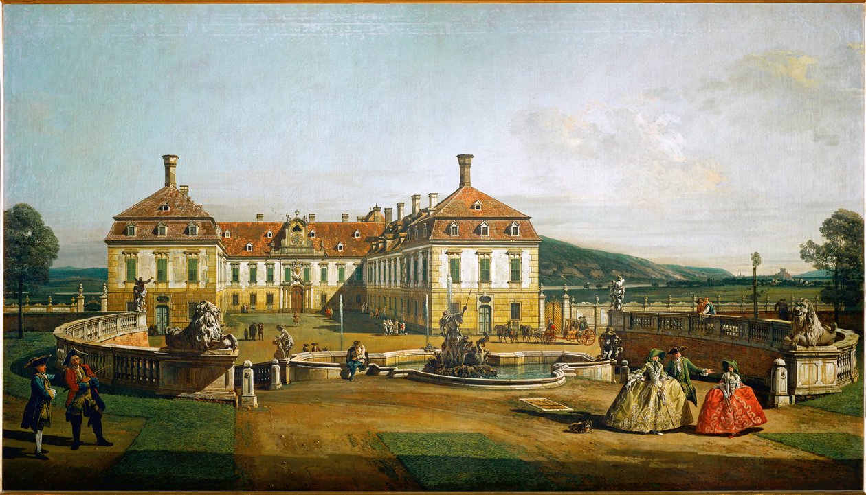 Castillo de Schlosshof, Austria, visto desde los jardines, construido por el príncipe Eugenio de Saboya ... (óleo sobre lienzo) de Bernardo Bellotto
